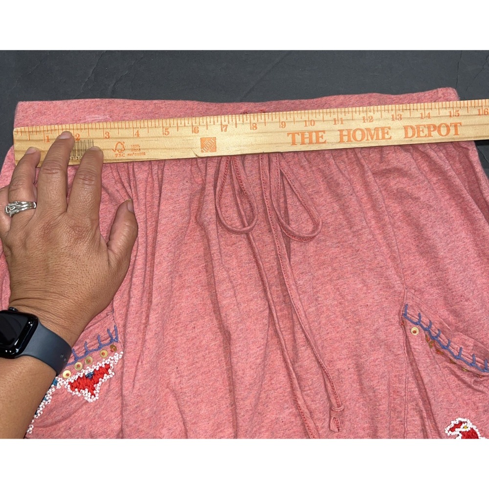 2- Double D RanchShort Pull On Skirts Pink & Gray Embroidered Sz Med Tie Waist - Picture 9 of 16